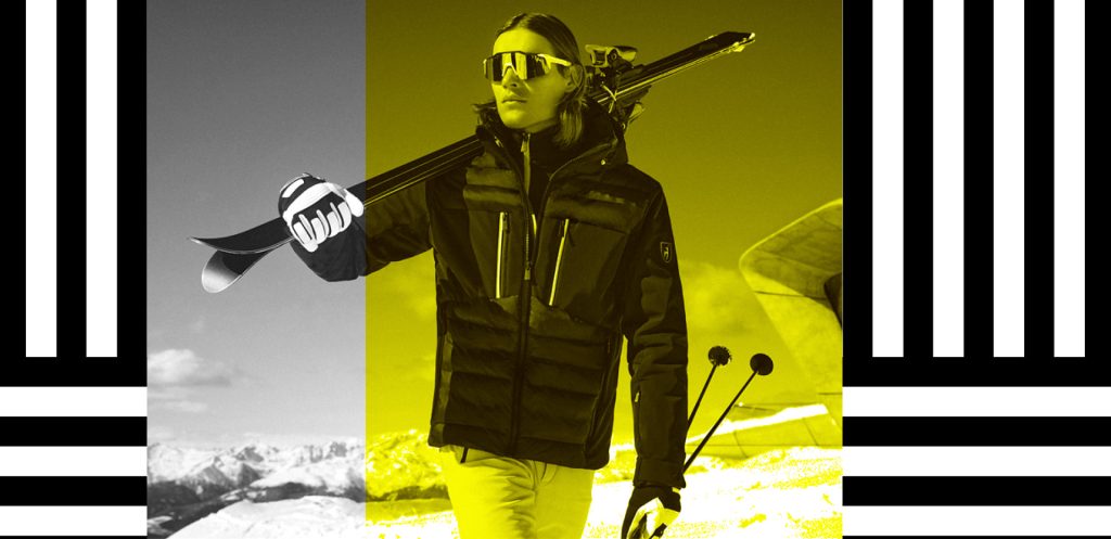 Modello in elegante abbigliamento da sci